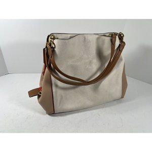 Coach Dalton 31 White And Tan Leather Bag